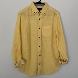 Aeropostale Men's Small 100% Cotton Gauze Long Sleeve Shirt Butter Yellow